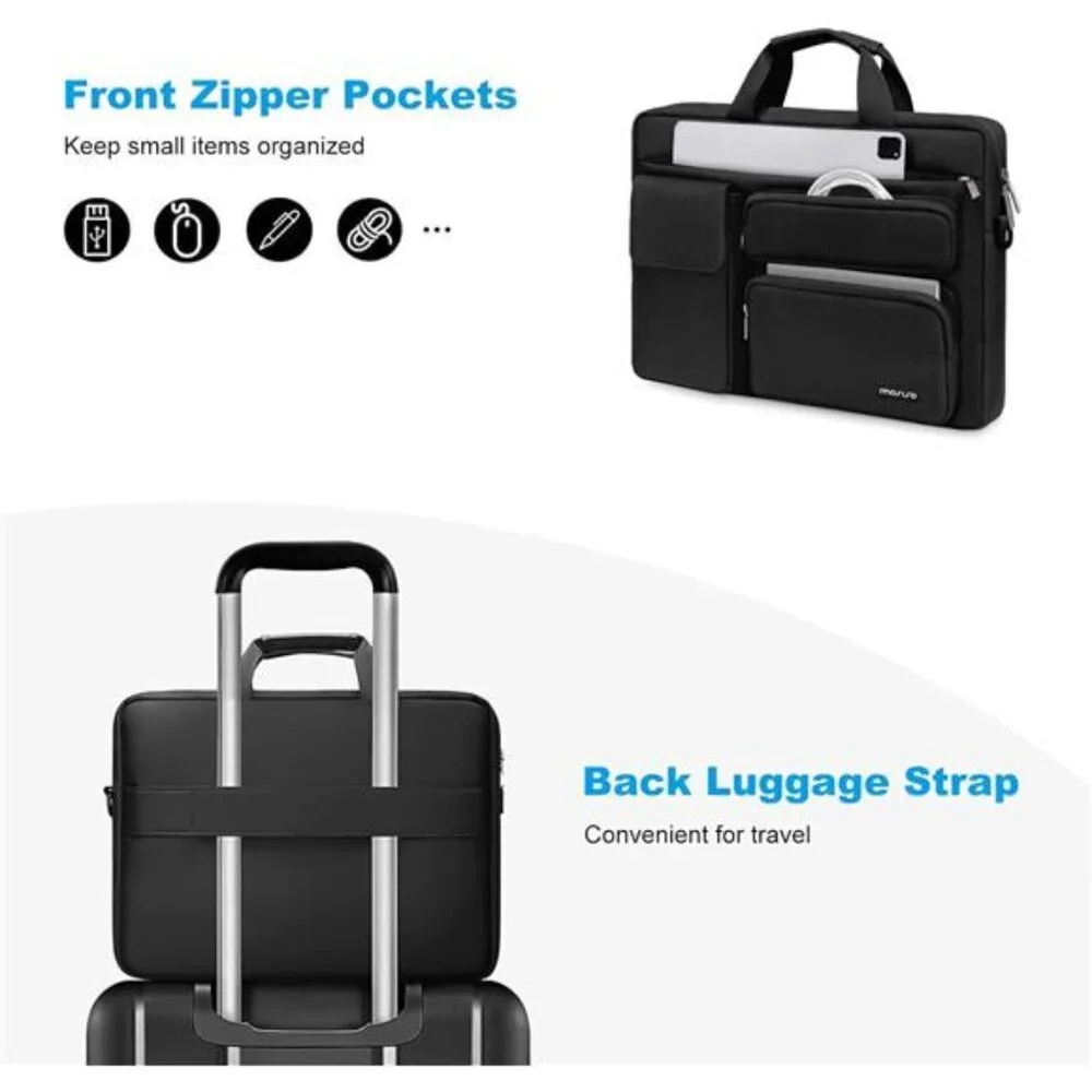Laptop Shoulder Bag 15.6 Inch Computer Messenger Bag Padded Pockets Travel
